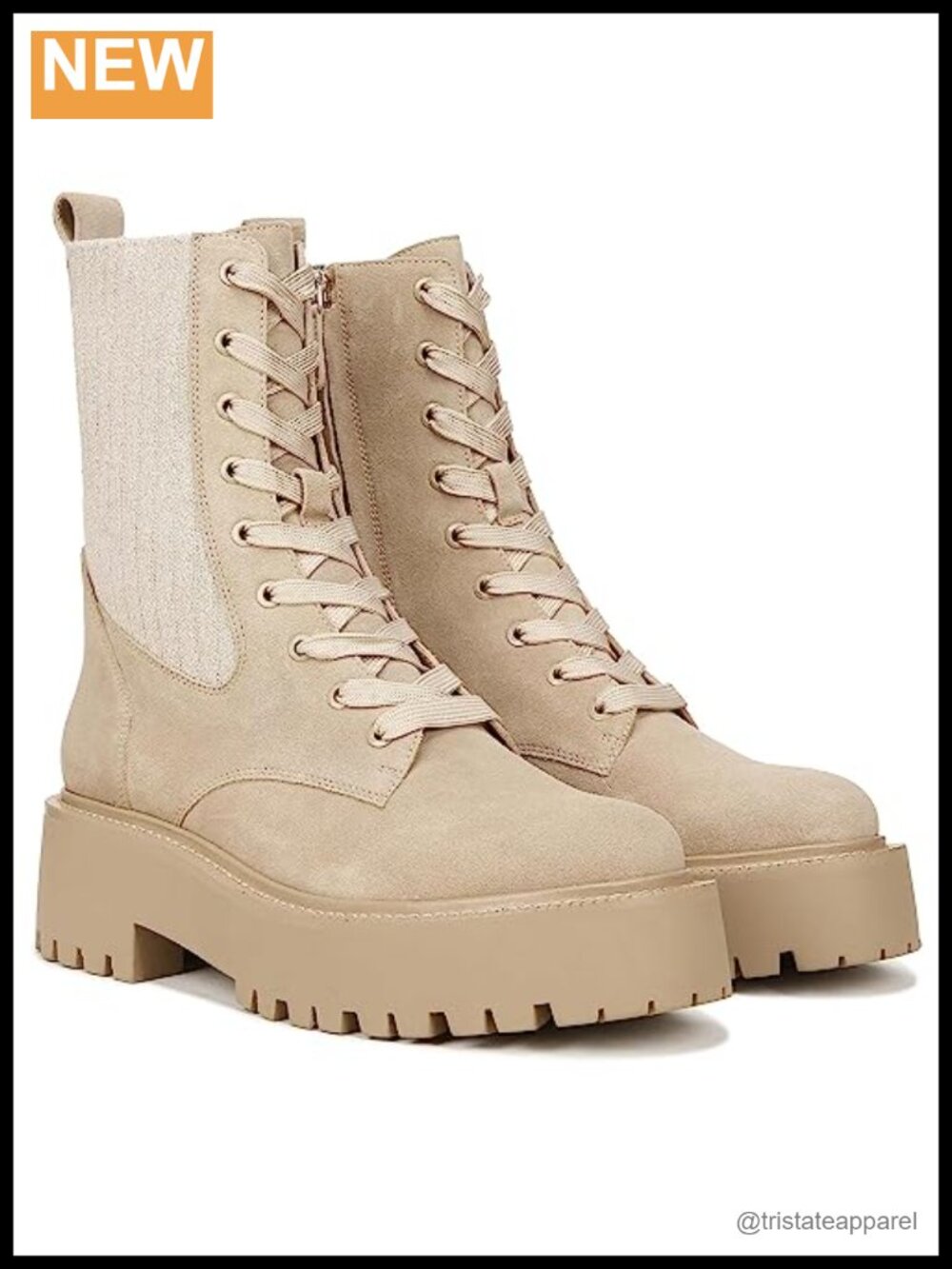 Sam Edelman Evina Leather Combat Ankle Boots Lace Up Block Heel